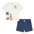 طقم شورت أبيض وأزرق للأولاد الصغار, 2, hi-res