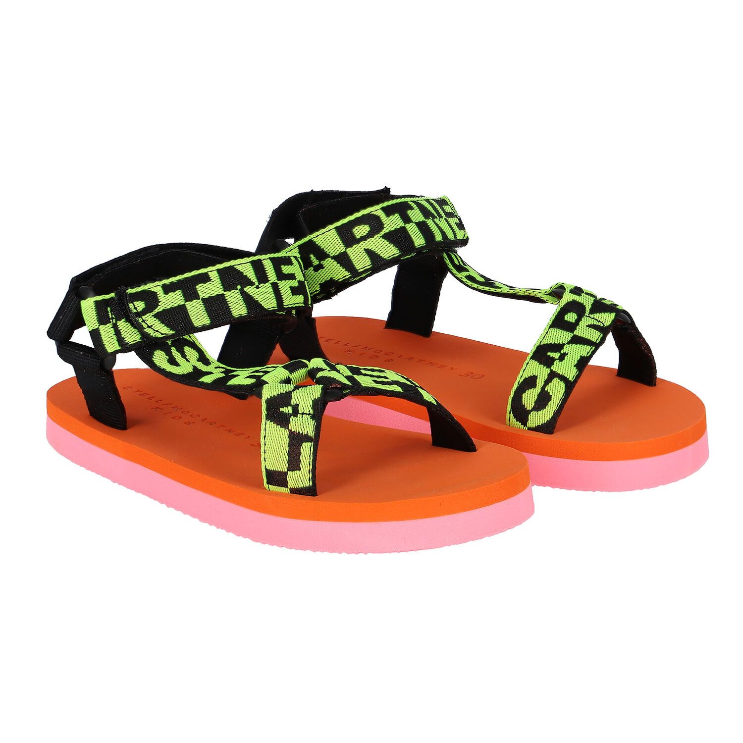 Girls Pink & Orange Logo Sandals, 1, hi-res image number null