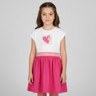 Girls White & Pink Logo Heart Dress, 1, hi-res