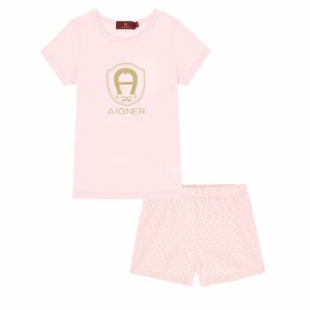 Girls Pink Logo Pyjamas