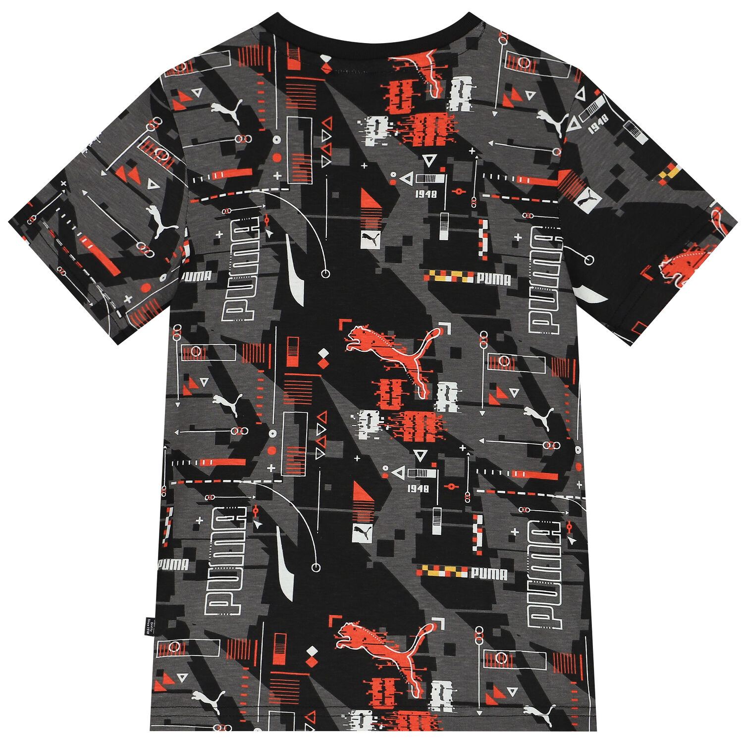 تيشيرت أولاد بالشعار باللون الاسود, 1, hi-res