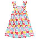 Girls Multi-Coloured Hearts Dress, 1, hi-res