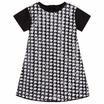 Girls Black & White Sequin Dress