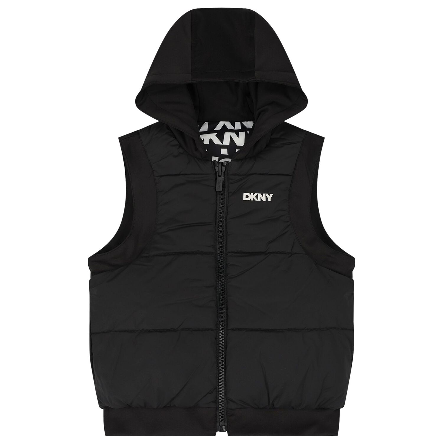 Black & White Logo Reversible Hooded Gilet, 1, hi-res image number null