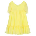 Girls Yellow Chiffon Dress, 1, hi-res