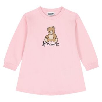 Younger Girls Pink Teddy Bear Logo Dress