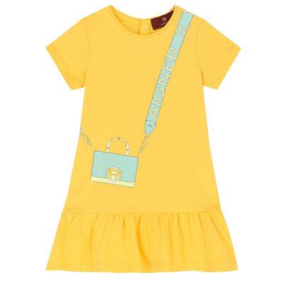 Younger Girls Yellow Logo Dress