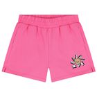 Girls Pink Teddy Bear Logo Shorts, 3, hi-res