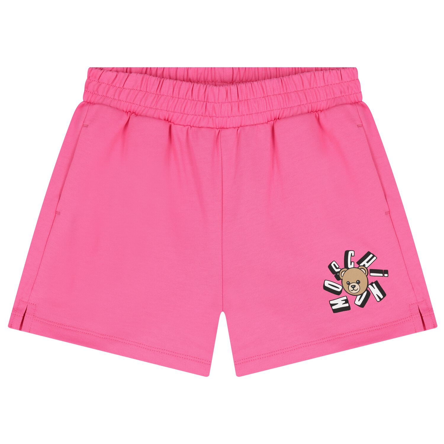 Girls Pink Teddy Bear Logo Shorts, 3, hi-res