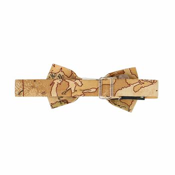 Younger Boys Blue & Beige Geo Map Bow Tie