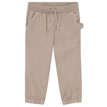 Younger Boys Beige Teddy Bear Joggers