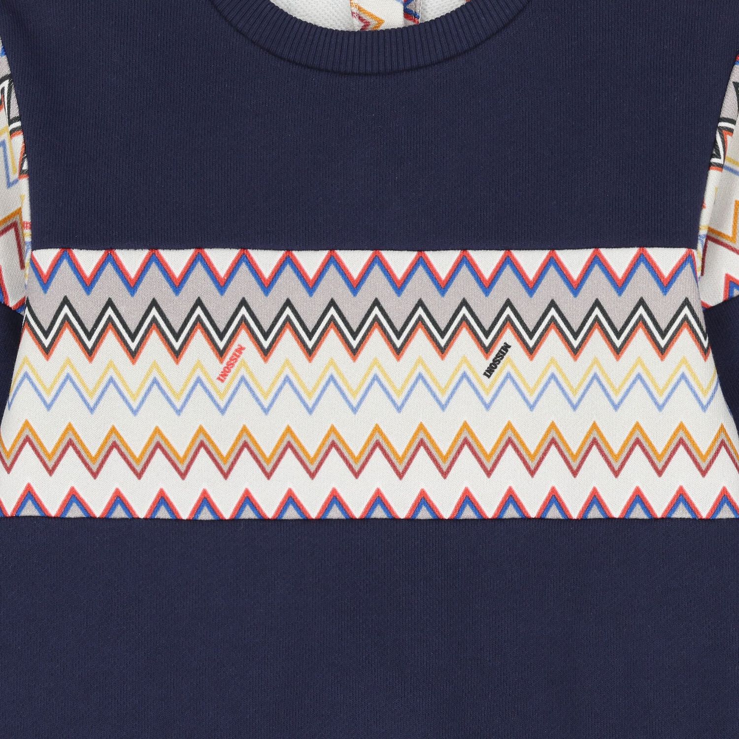 Younger Boys Navy Blue Zigzag Sweatshirt, 1, hi-res