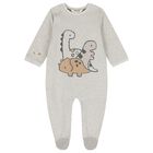Baby Boys Grey Dinosaur Babygrow, 1, hi-res
