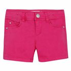 Girls Fuchsia Pink Cotton Shorts, 1, hi-res