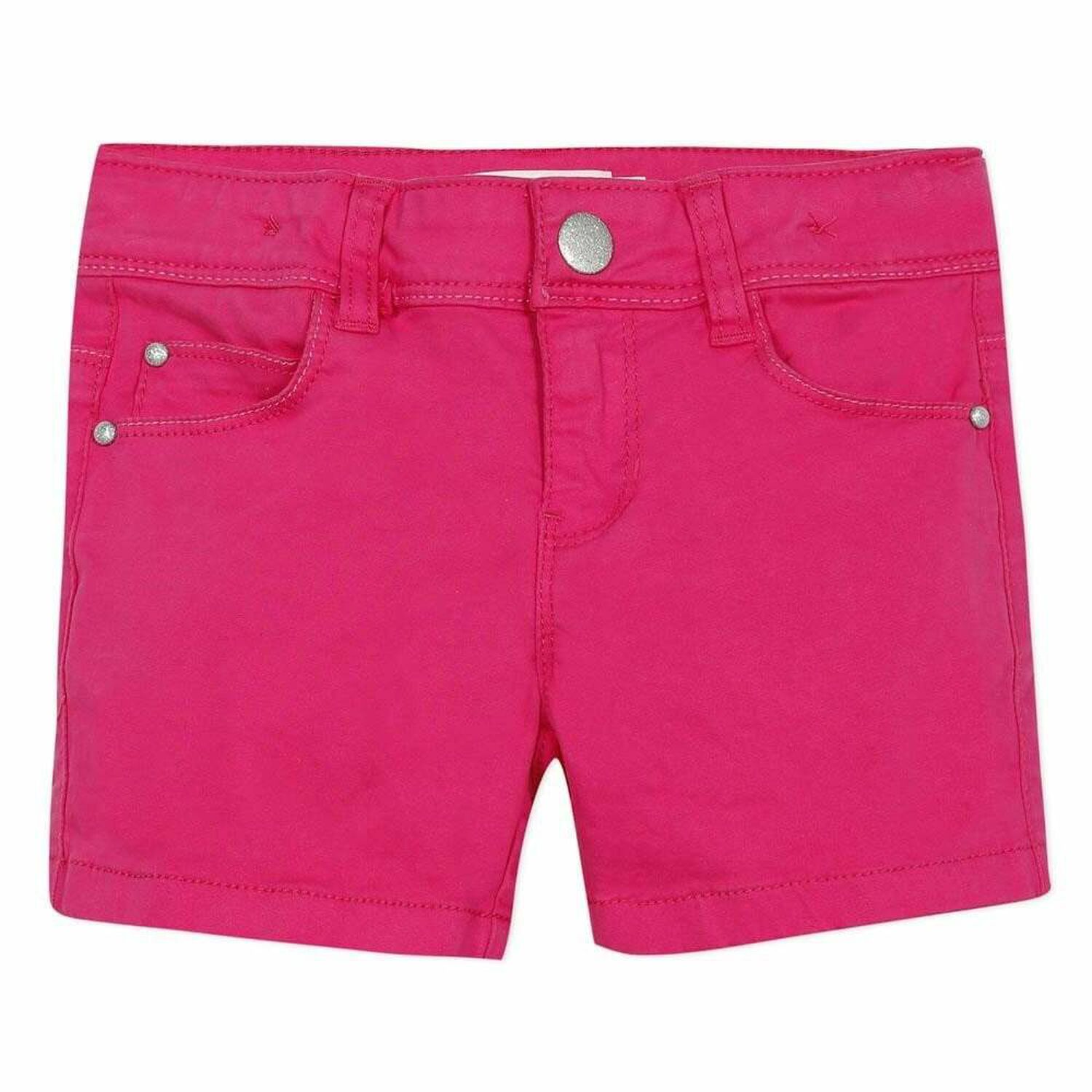 Girls Fuchsia Pink Cotton Shorts, 1, hi-res