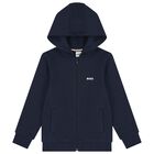 Boys Navy Blue Logo Tracksuit, 2, hi-res