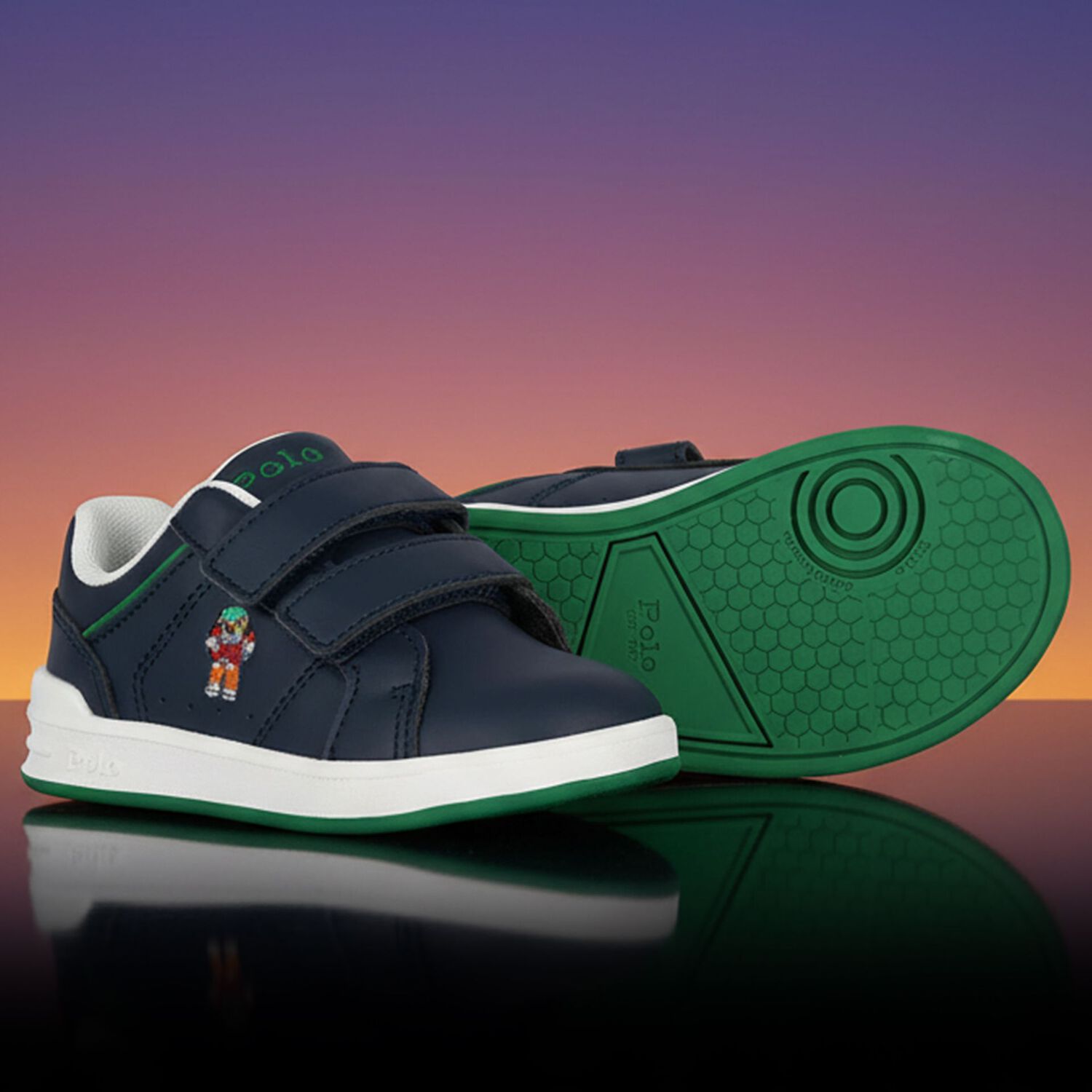 Boys Navy Blue Logo Trainers, 1, hi-res