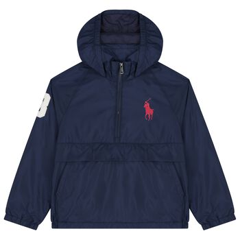 Boys Navy Blue Pony Logo Jacket