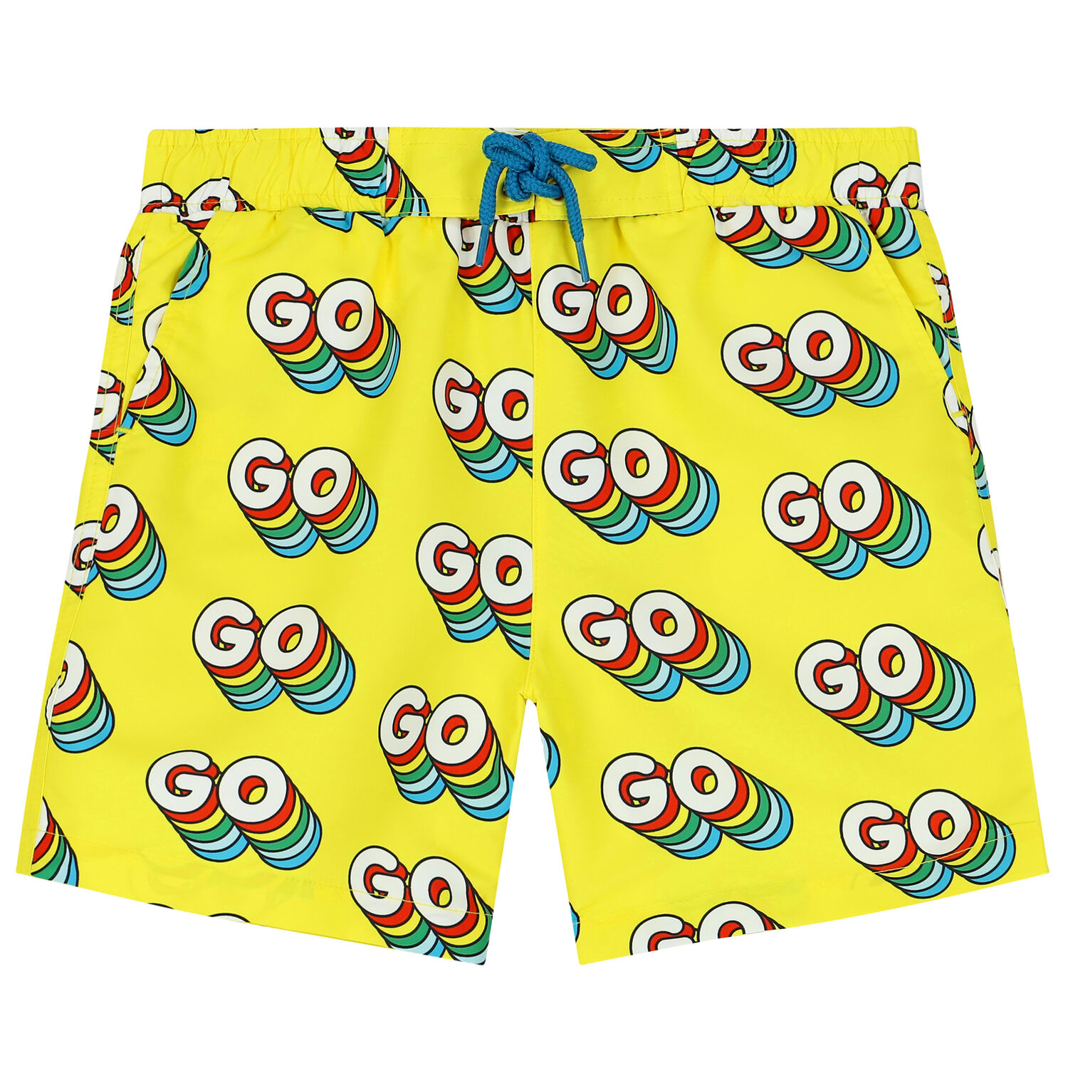Boys Yellow Swim Shorts, 1, hi-res