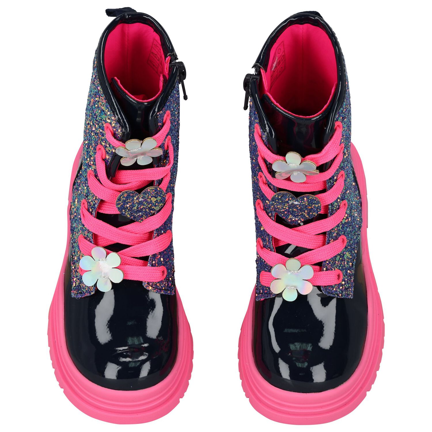 Girls Navy Blue & Pink Glitter Boots, 1, hi-res image number null