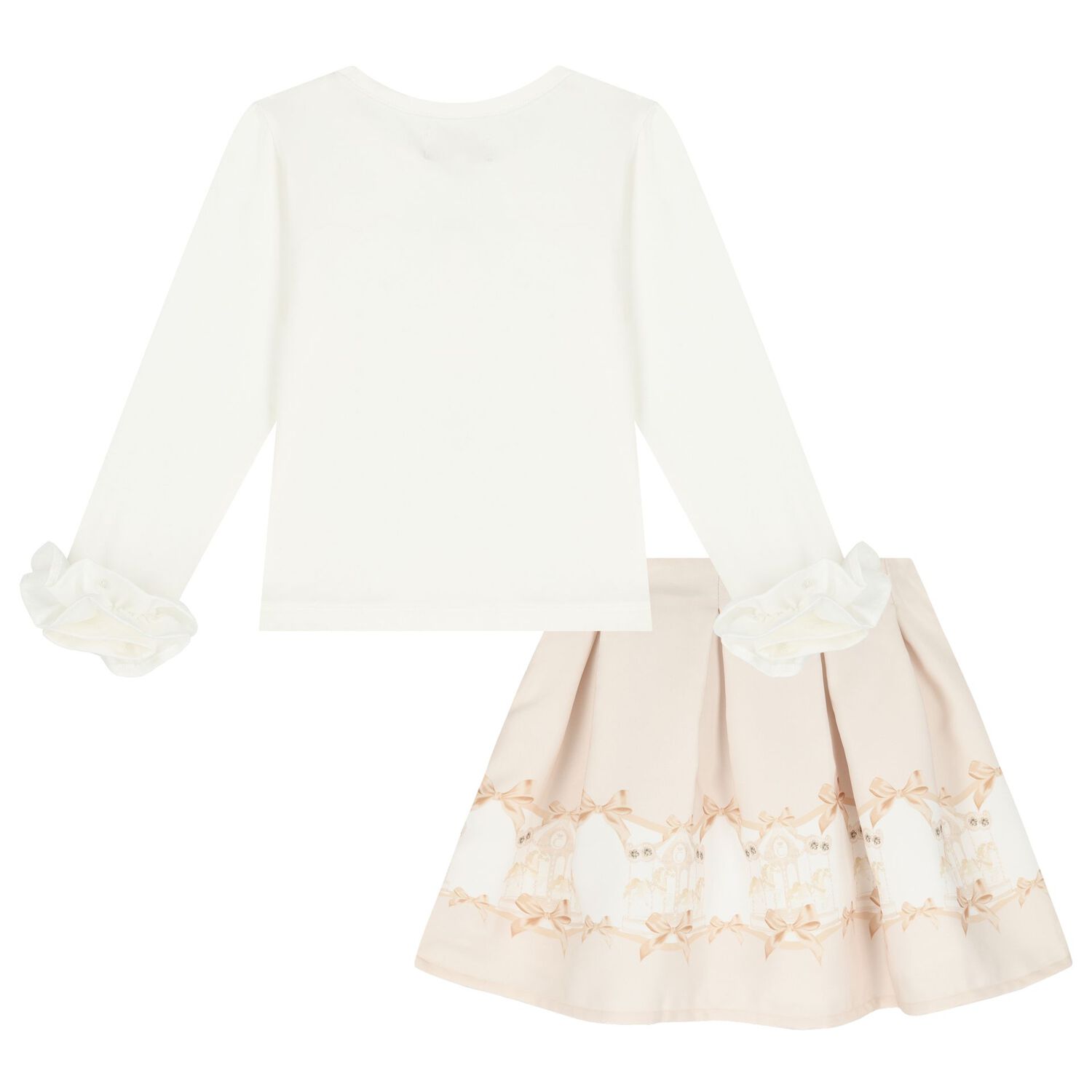Girls Ivory Carousel Skirt Set, 2, hi-res