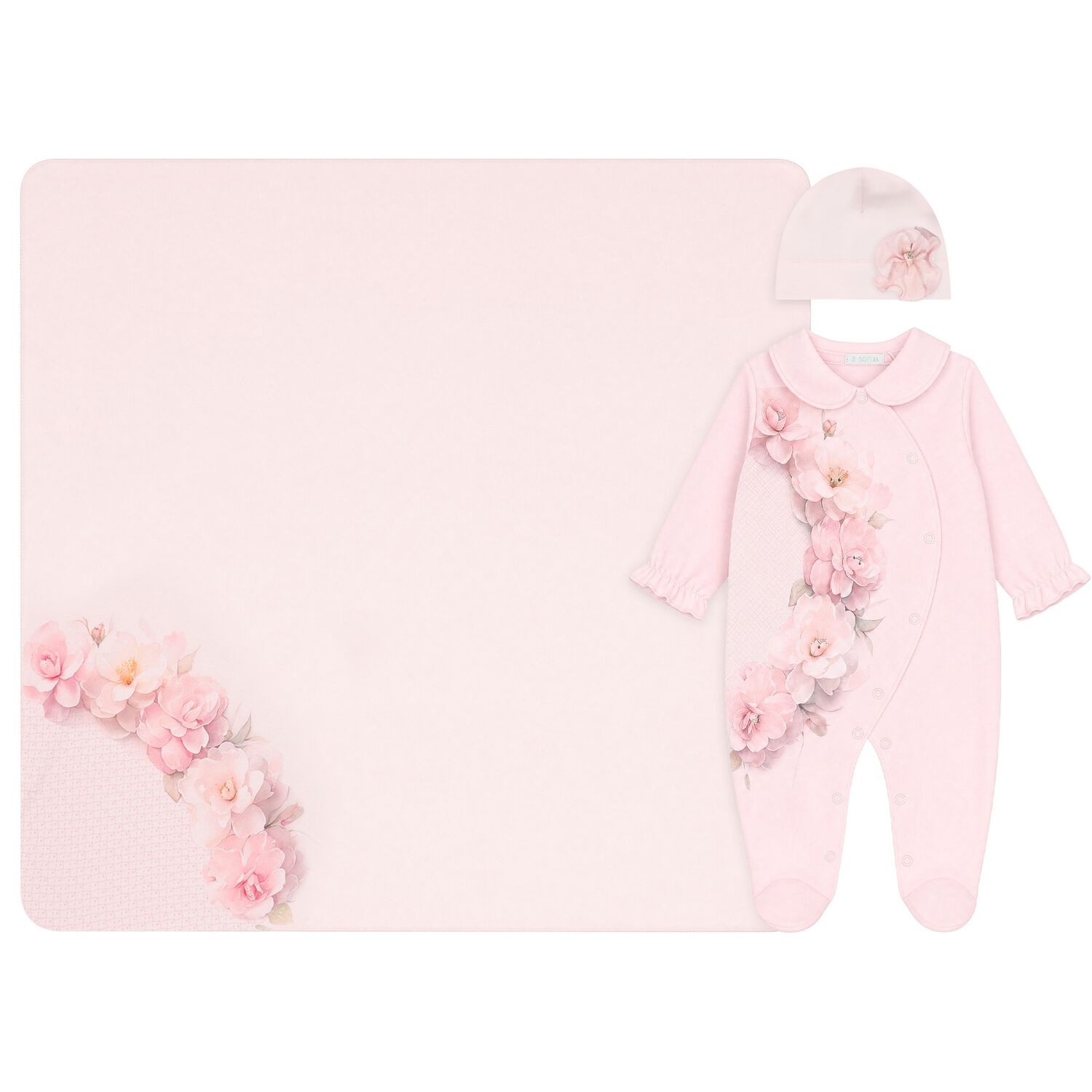 Baby Girls Pink Floral Babygrow Gift Set, 1, hi-res