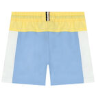 شورت سباحة أولاد بالشعار باللون الاصفر والازرق, 1, hi-res