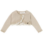 Baby Girls Gold Bolero Cardigan, 1, hi-res