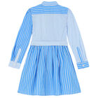 Girls Blue & White Striped Dress, 1, hi-res