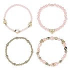 Girls Pink & Gold Beaded Bracelets (4 Pack), 1, hi-res