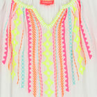 Girls White Embroidered Beach Dress, 1, hi-res