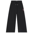 Girls Black Logo Trousers, 1, hi-res