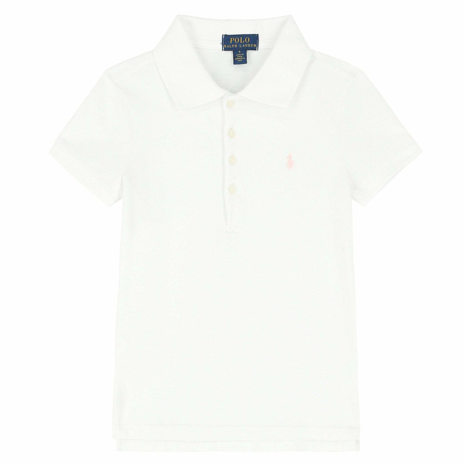 Girls White Logo Polo Shirt, 1, hi-res
