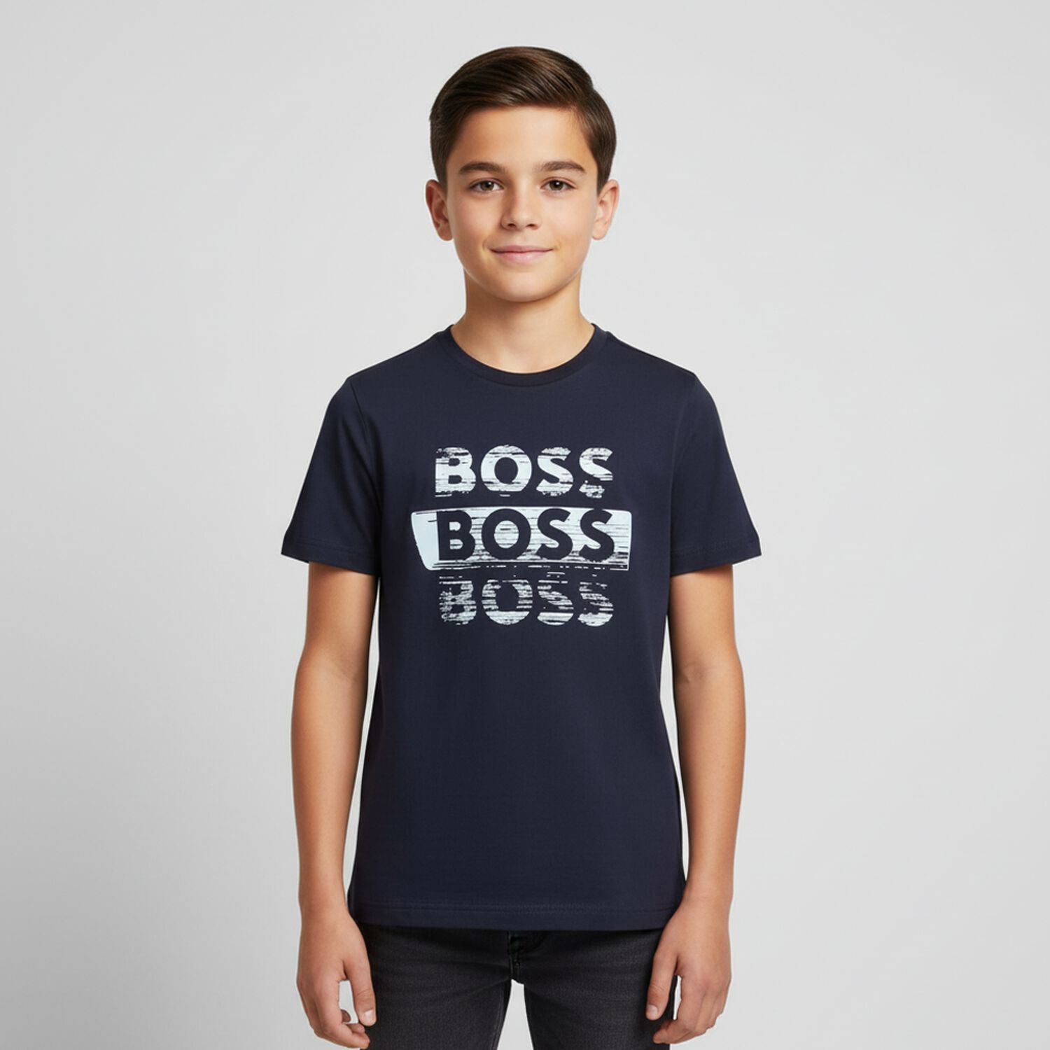 Boys Navy Blue Logo T-Shirt, 4, hi-res