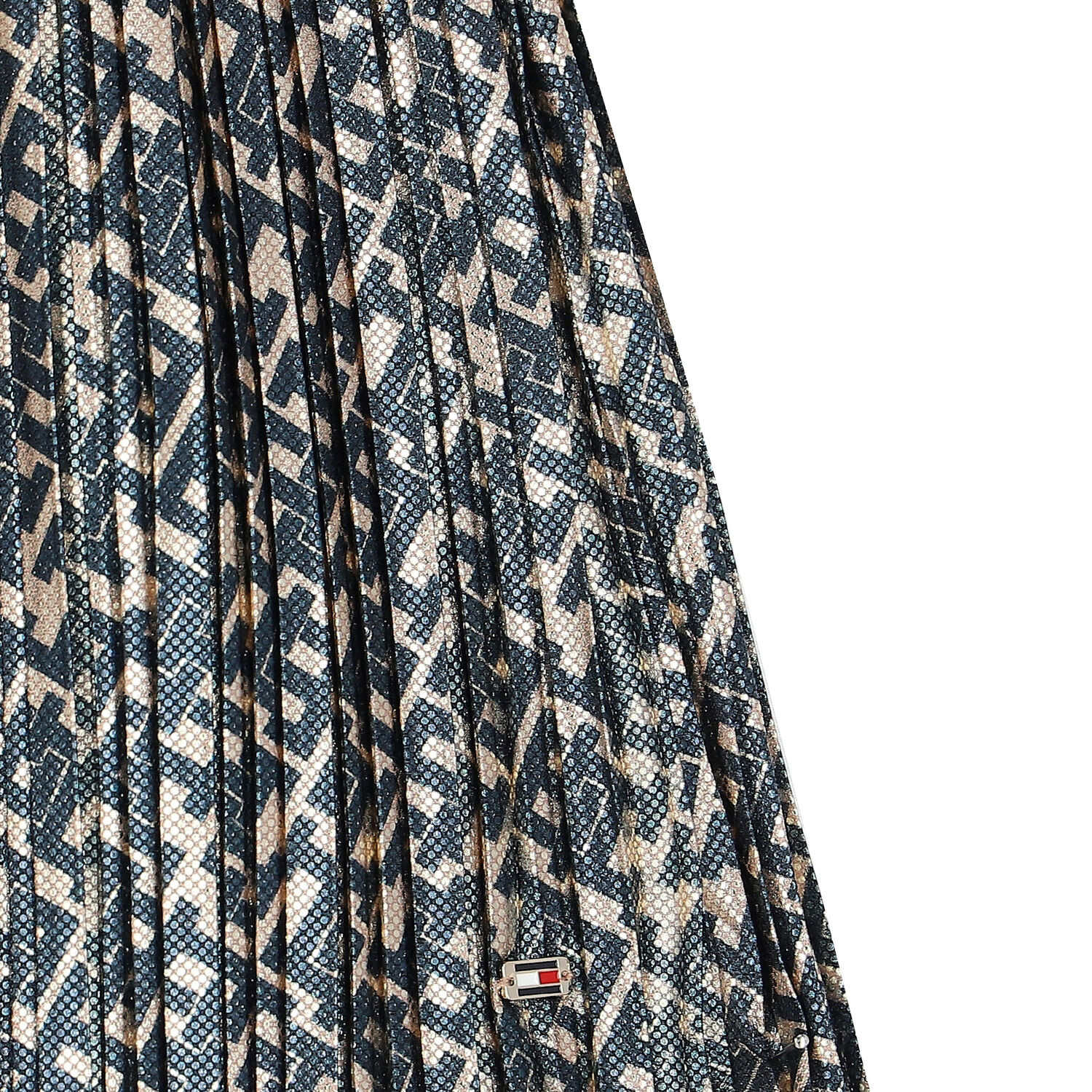 تنورة بالشعار باللون الكحلى والذهبى, 1, hi-res