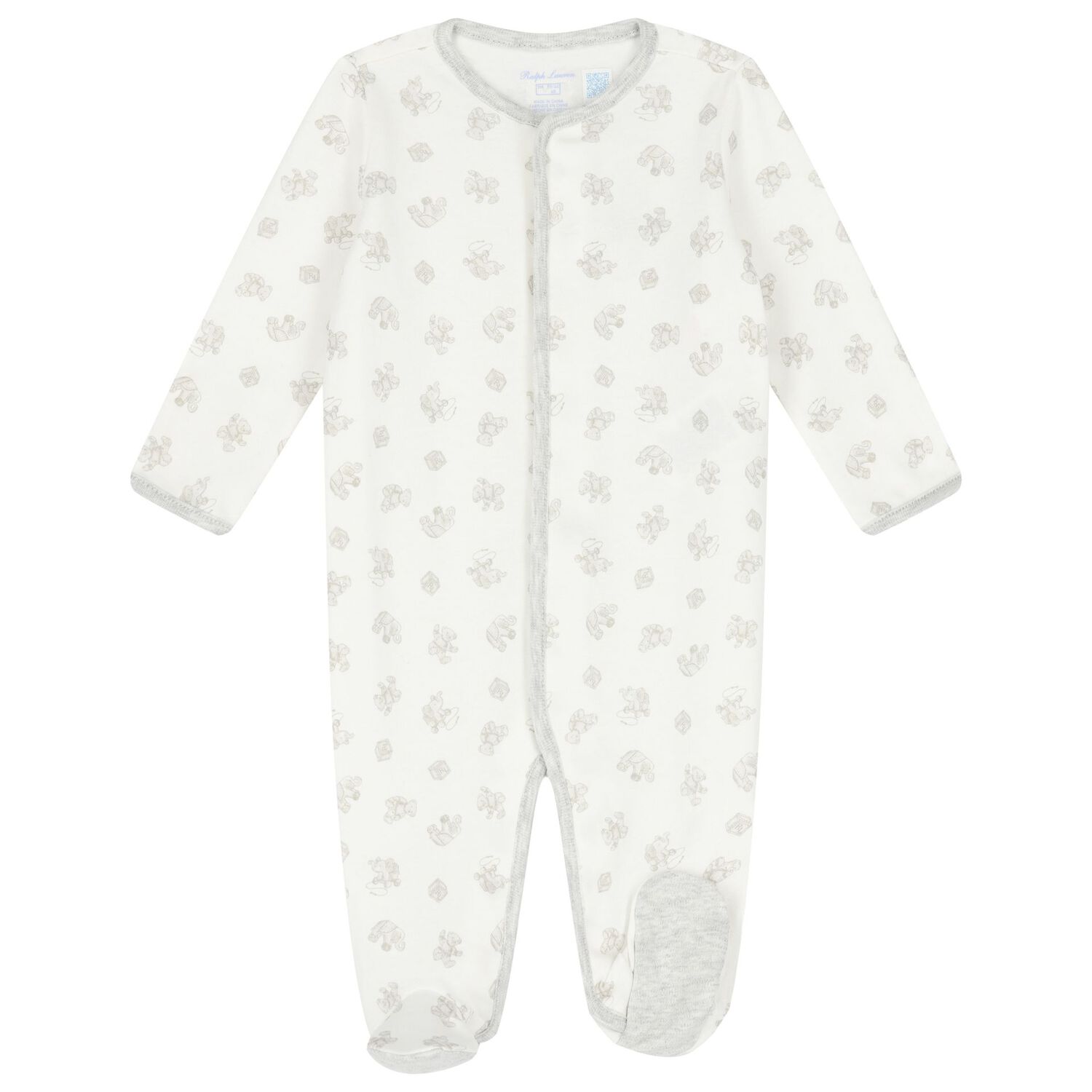 Baby Boys White Polo Bear Babygrow, 1, hi-res