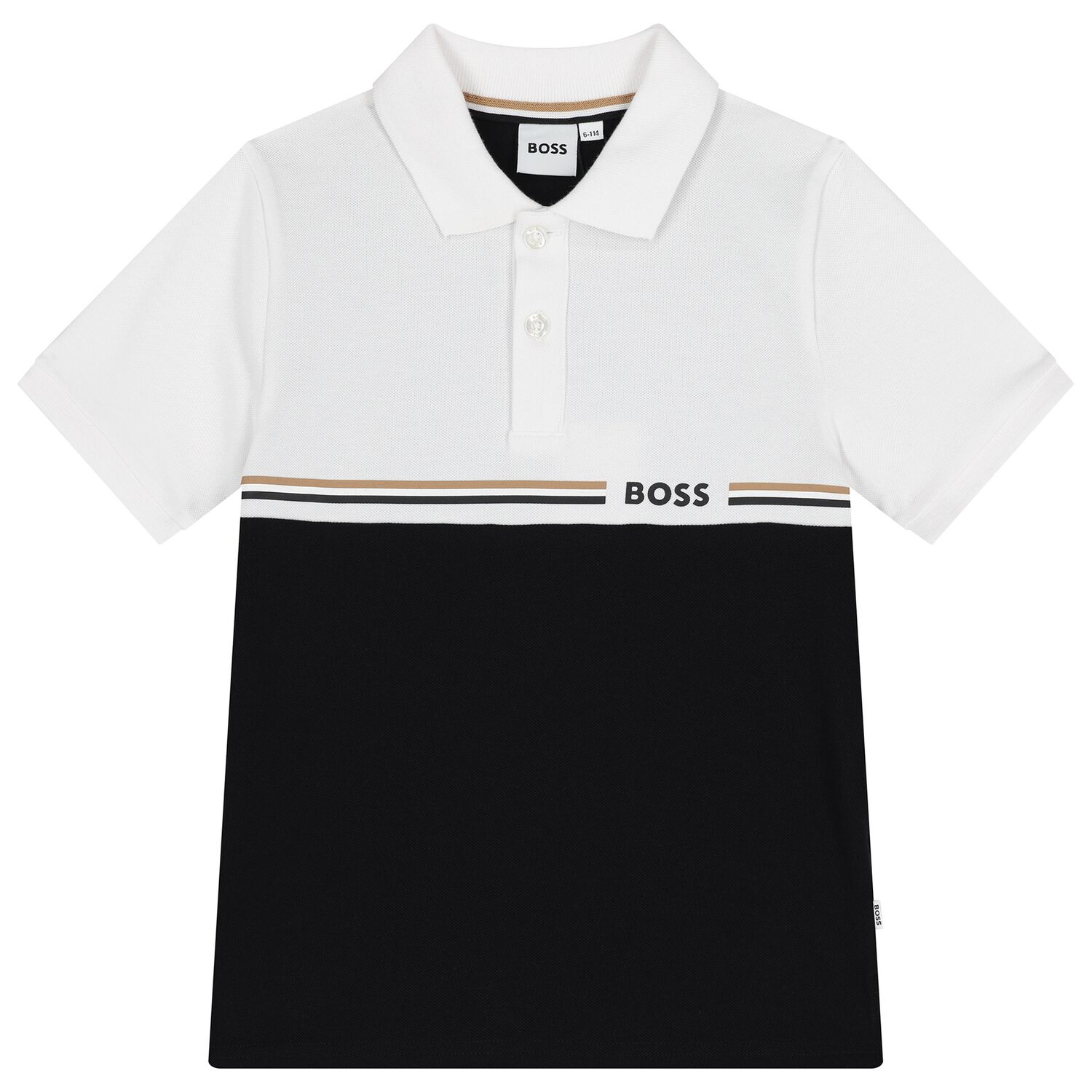 Boys White & Black Logo Polo Shirt, 1, hi-res image number null