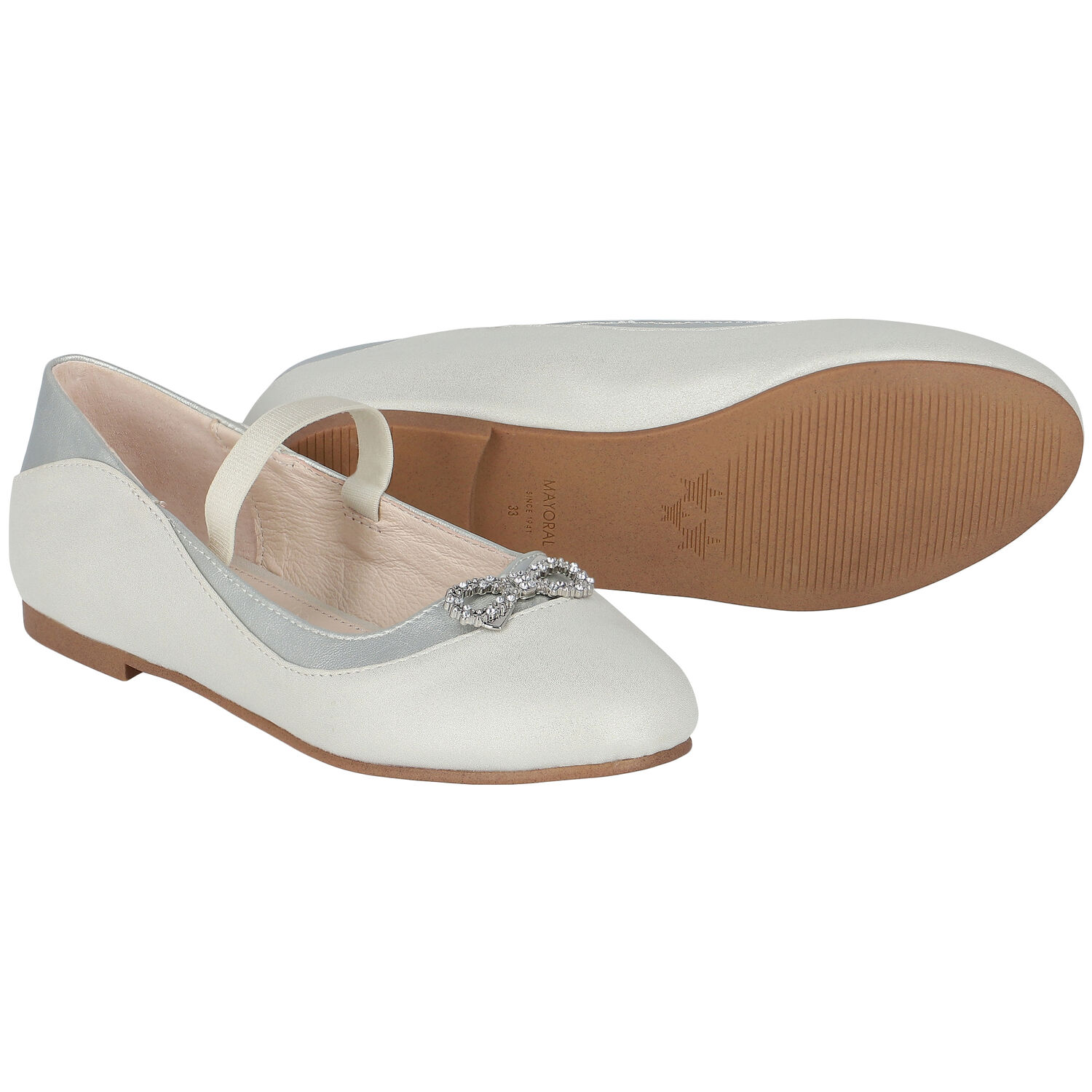 حذاء بنات بفيونكة باللون الفضي, 3, hi-res