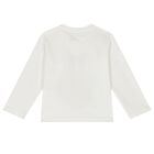 Younger Boys Ivory logo Long Sleeve Top, 1, hi-res