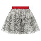 تنورة تول عاجية بنقشة جلد الفهد للبنات, 1, hi-res