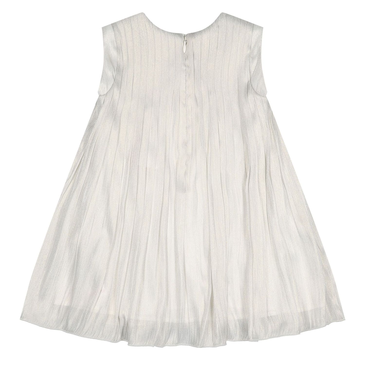 Younger Girls Beige Pleated Dress, 1, hi-res