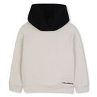 Boys Beige & Black Logo Hooded Top, 1, hi-res
