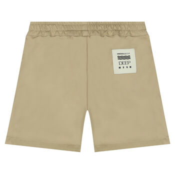 Boys Beige Cotton Logo Shorts