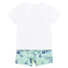 Younger Boys White & Aqua Crocodile Swim Shorts Set, 1, hi-res