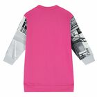Girls Pink Graphic Print Dress, 1, hi-res