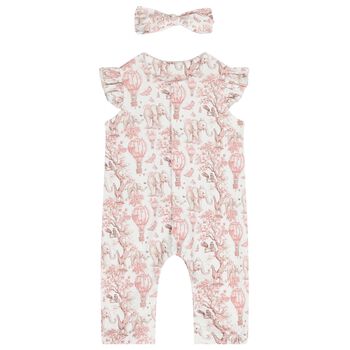 Baby Girls White & Pink Africa Babygrow Gift Set  