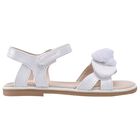 Girls White Logo Flower Sandals , 1, hi-res