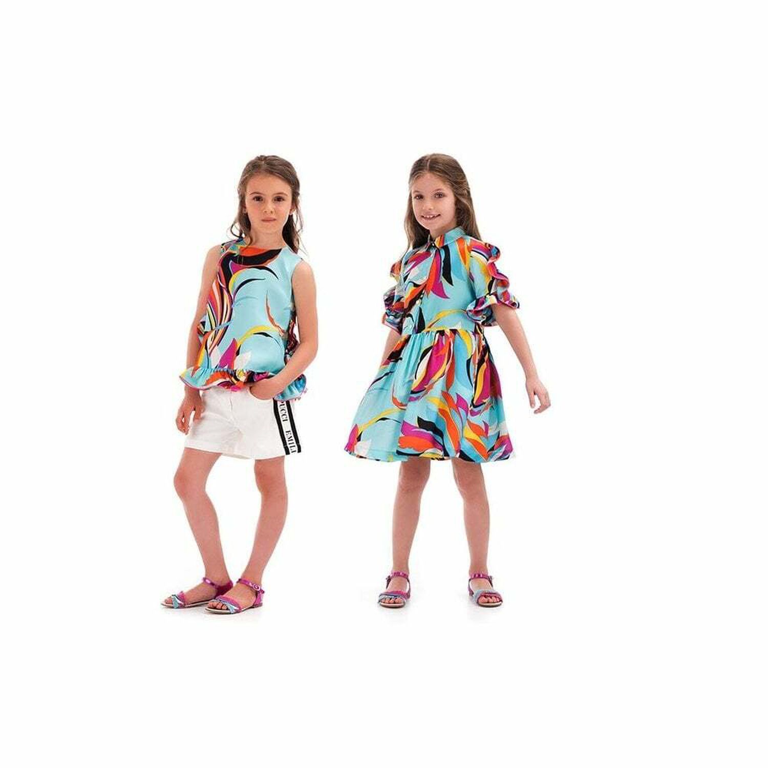 Girls Blue Printed Blouse, 1, hi-res