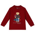 Baby Boys Red Polo Bear Long Sleeve Top, 1, hi-res