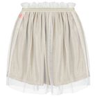 Girls Beige Logo Tulle Skirt, 1, hi-res